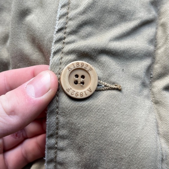 VTG 90s Abercrombie Fitch Mens XL Tan Sherpa Lined Bomber Deck Jacket Distressed - Picture 5 of 10